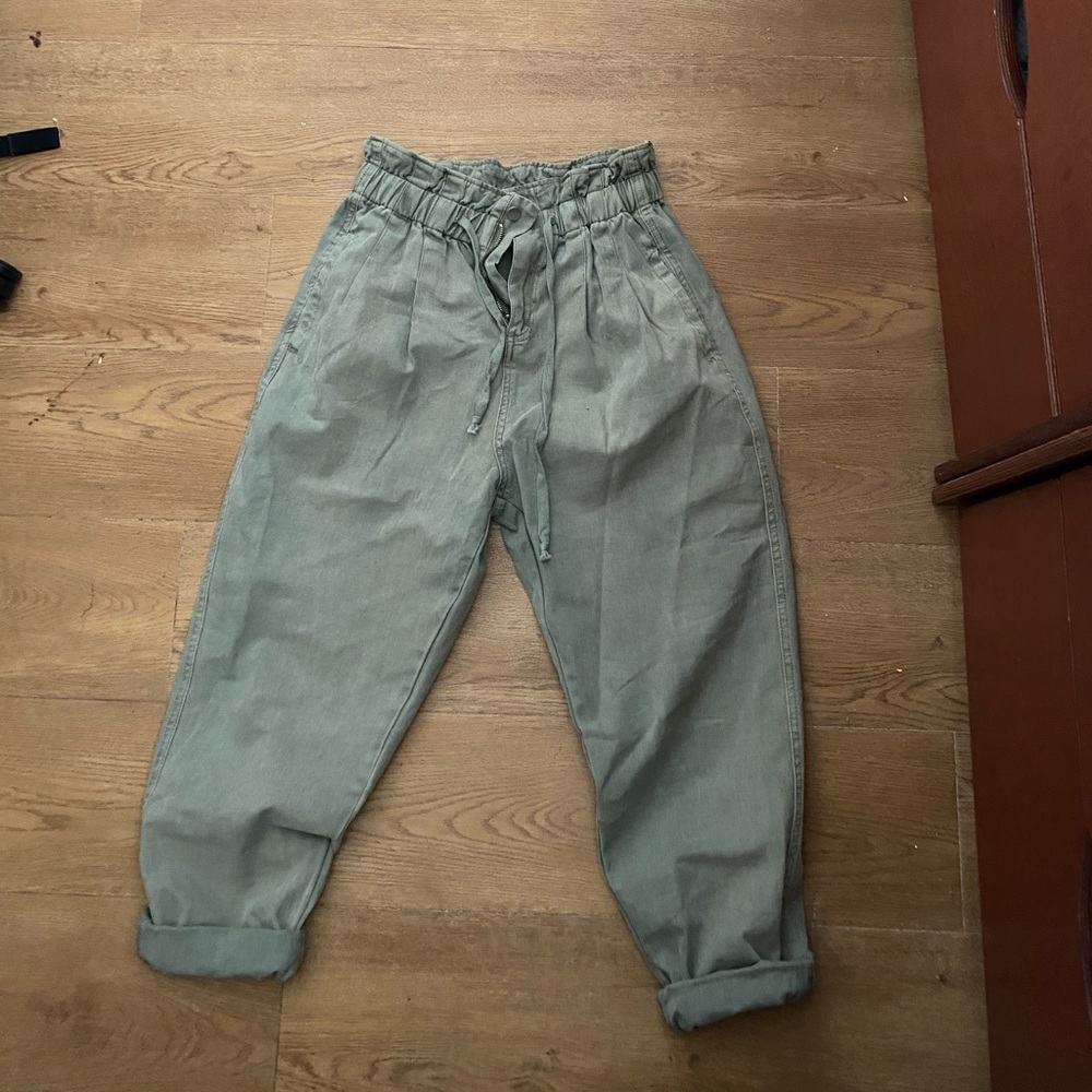 Green paper bag jeans